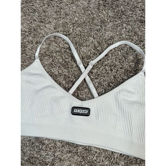 Vanquish Ribbed Seamless Marshmallow White Cross Back Low Support Sports Bra M - Picture 4 of 8